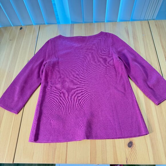 Eileen Fisher Silk Cotton 3/4 Sleeve Sweater Pink Ribbed texture XS - Picture 2 of 8